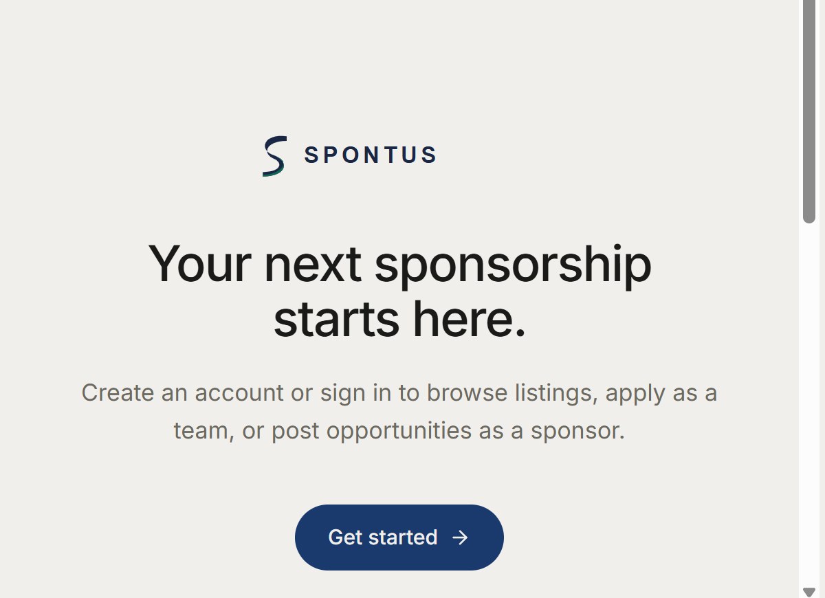 Spontus sign-in gate shown before marketplace listings and application actions